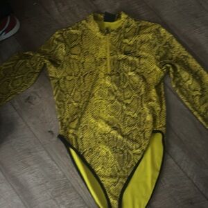 Yellow Snakeskin Long Sleeve Bodysuit